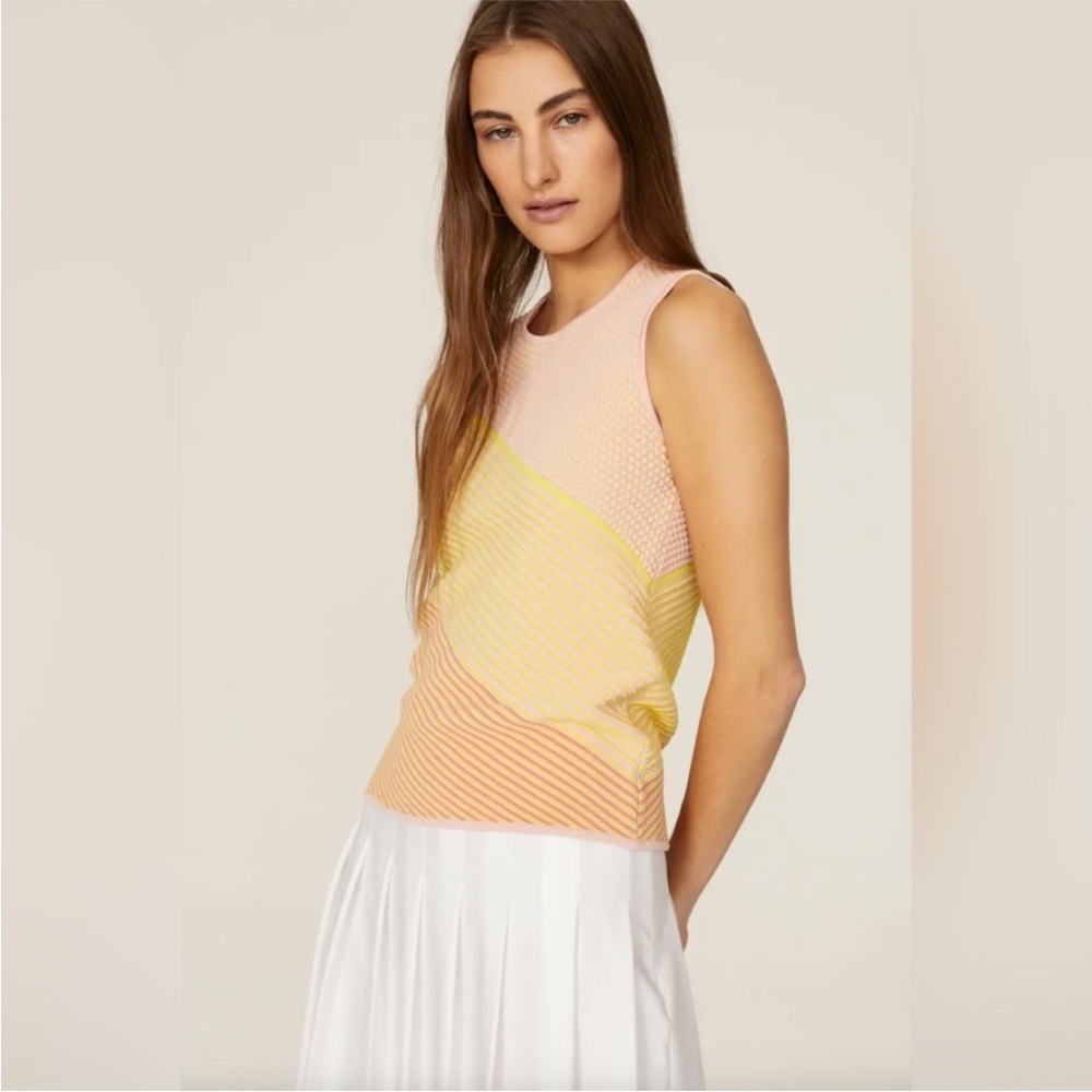 Saunders Collective Sleeveless Top - Pink and Yellow textured